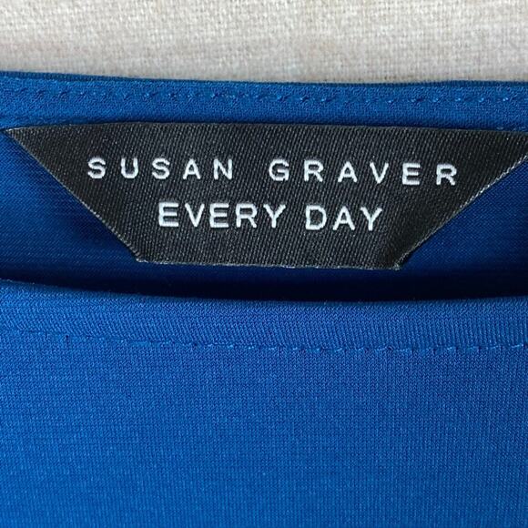 Susan Graver Womens Liquid Knit Tunic Top Size 2X Asymmetric Stretch Mature Blue - Picture 5 of 12